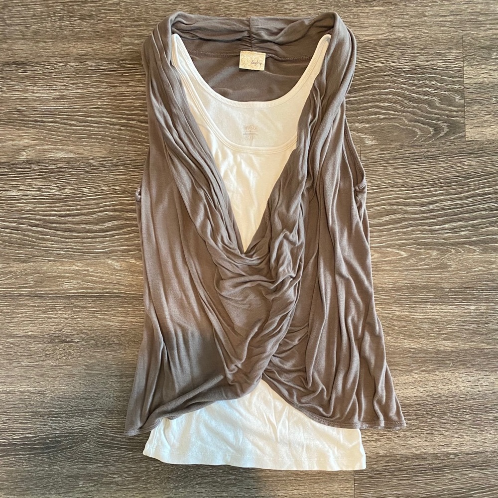 Drape Tank Top, Tan